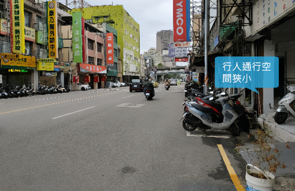 行人通行空間狹小